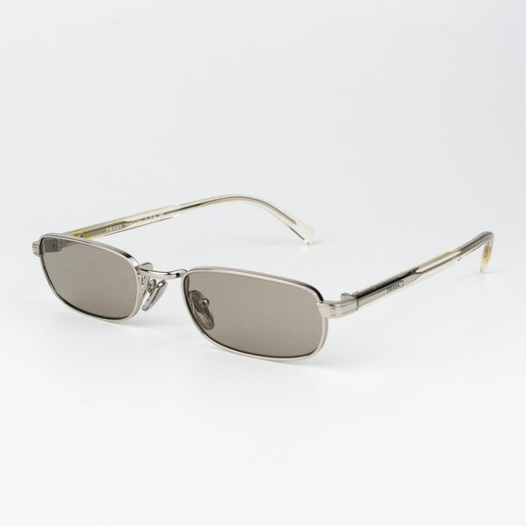 Prada Men Sunglasses Silver Brown Rectangle PRB54S 1BC30P NEW AUTHENTIC - Picture 1 of 12
